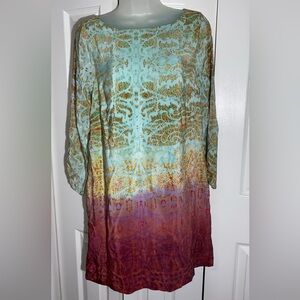 Anthropologie Maeve Cleome Silk Dress Long Sleeve Shift Anthropologie S  AA19